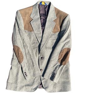 Pendleton Mens 46 Long Coat Wool Western Leather Virgin Wool Tweed Vintage/ NWOT